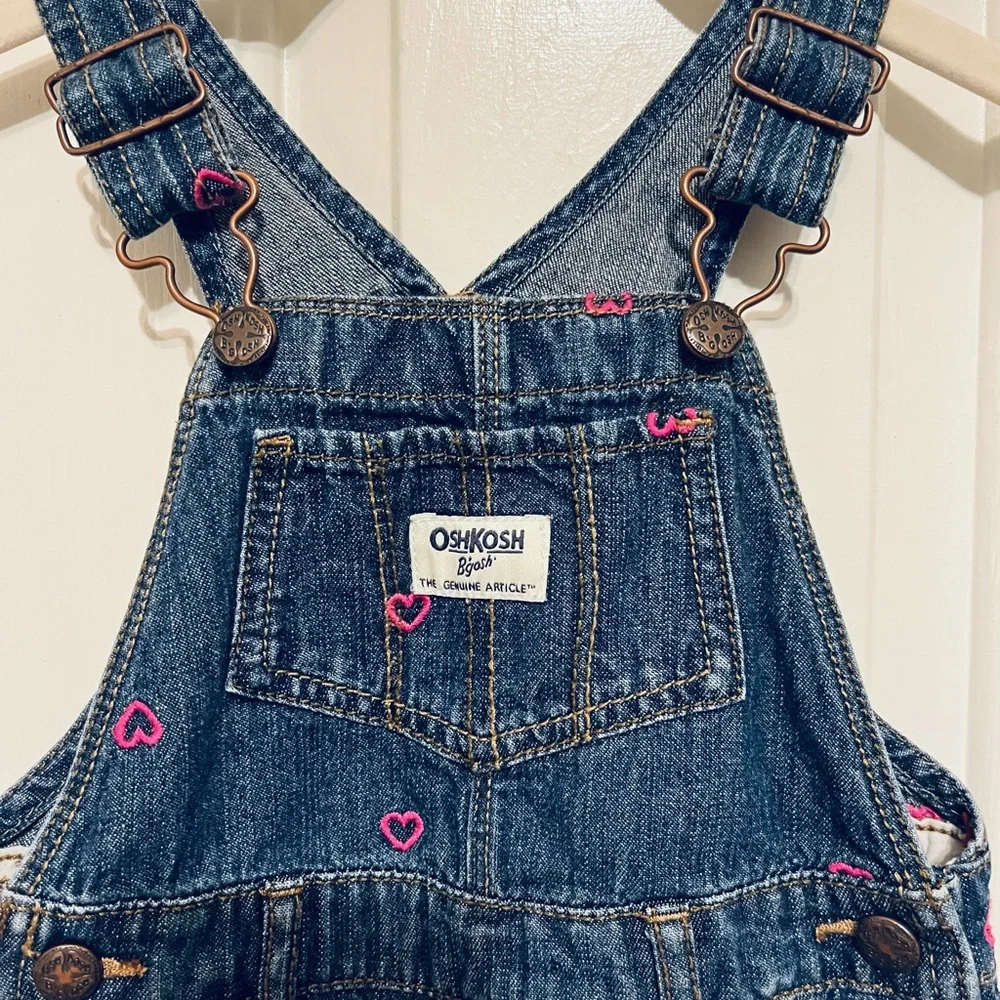 OshKosh B'gosh Denim Overalls with Pink Heart Details